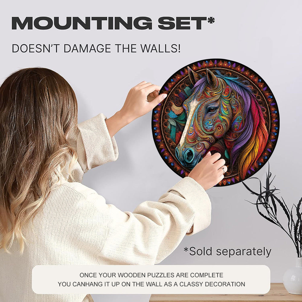 Round Artistic Wooden Puzzle – Abstract Mountain Landscape Design | 100 Pieces | Challenging Stress Relief Puzzle for Adults | Decorative Gift