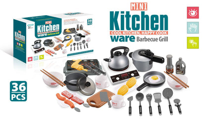 Kids Kitchen Play Set – 36PCS/18PCS Pretend Cooking Toys with Stove, Pots, Utensils, and Food Accessories | Realistic Mini Kitchen Set for Toddlers Ages 3+