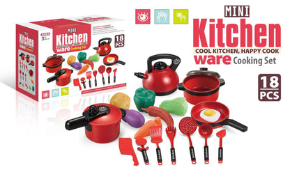 Kids Kitchen Play Set – 36PCS/18PCS Pretend Cooking Toys with Stove, Pots, Utensils, and Food Accessories | Realistic Mini Kitchen Set for Toddlers Ages 3+