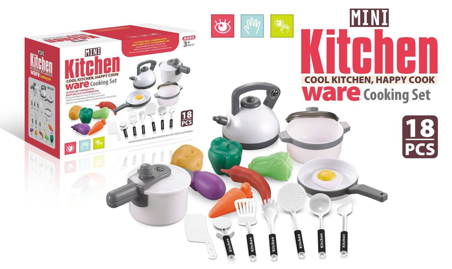 Kids Kitchen Play Set – 36PCS/18PCS Pretend Cooking Toys with Stove, Pots, Utensils, and Food Accessories | Realistic Mini Kitchen Set for Toddlers Ages 3+