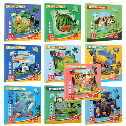 Montessori Leveled Puzzle Book for Kids | 3-in-1 75 PCS | Early Learning Toy Ages 3+