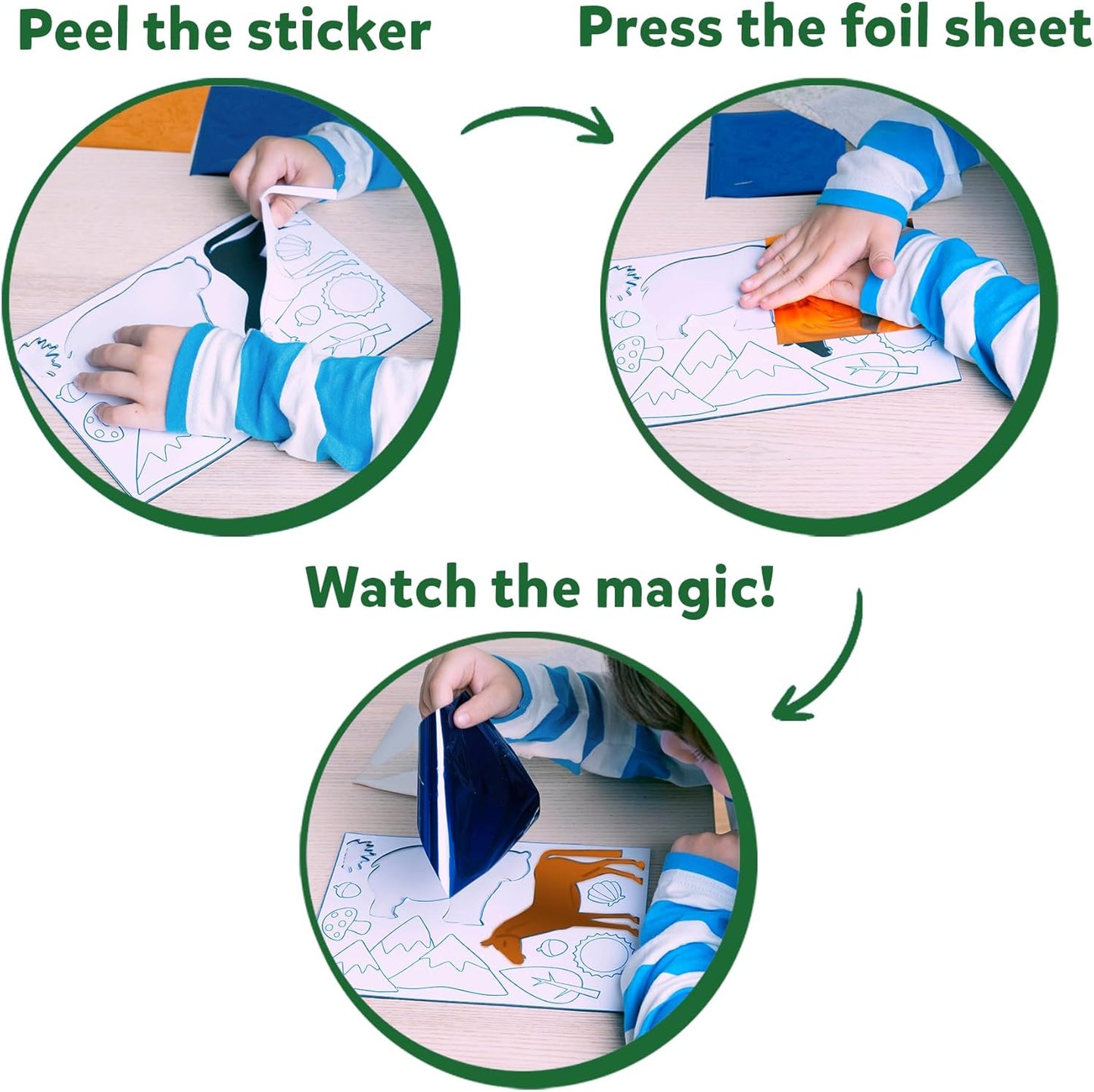 Sparkly Forest Animal Sticker Art Kit – Create 10 Glittery Animal Pictures for Kids Ages 4+