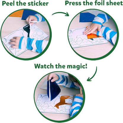 Sparkly Forest Animal Sticker Art Kit – Create 10 Glittery Animal Pictures for Kids Ages 4+