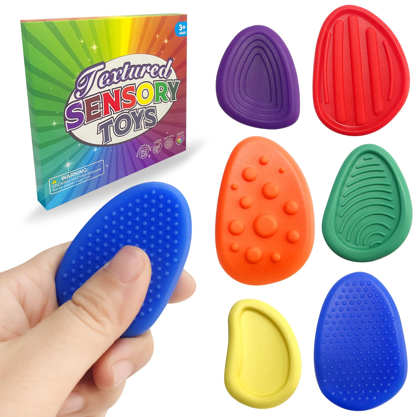 6-Pack Textured Sensory Toys for Kids | Soft Tactile Fidget Tools | Autism & Anxiety Relief