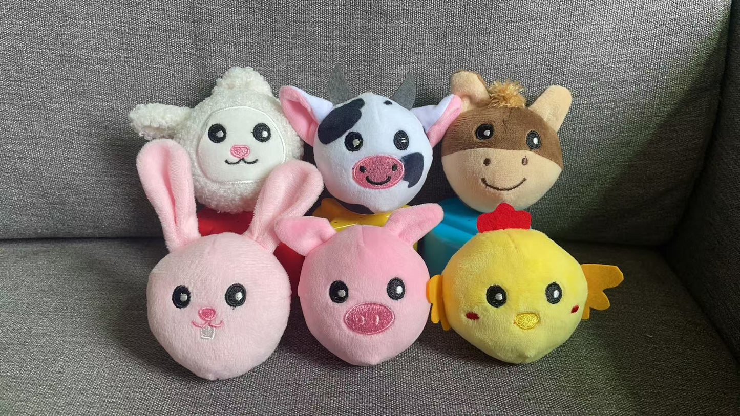 Soft Farm Animal Plush Toy Set – Baby Learning Barn House with 6 Stuffed Animals – Montessori Sensory Toy for Toddlers