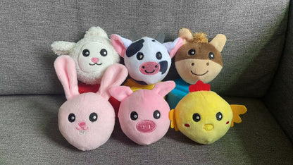 Soft Farm Animal Plush Toy Set – Baby Learning Barn House with 6 Stuffed Animals – Montessori Sensory Toy for Toddlers