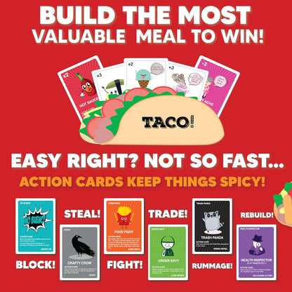 Taco vs Burrito Funny Card Game for Kids & Family | Hilarious Strategy Game for 2-4 Players, Ages 7+ Taco vs Burrito