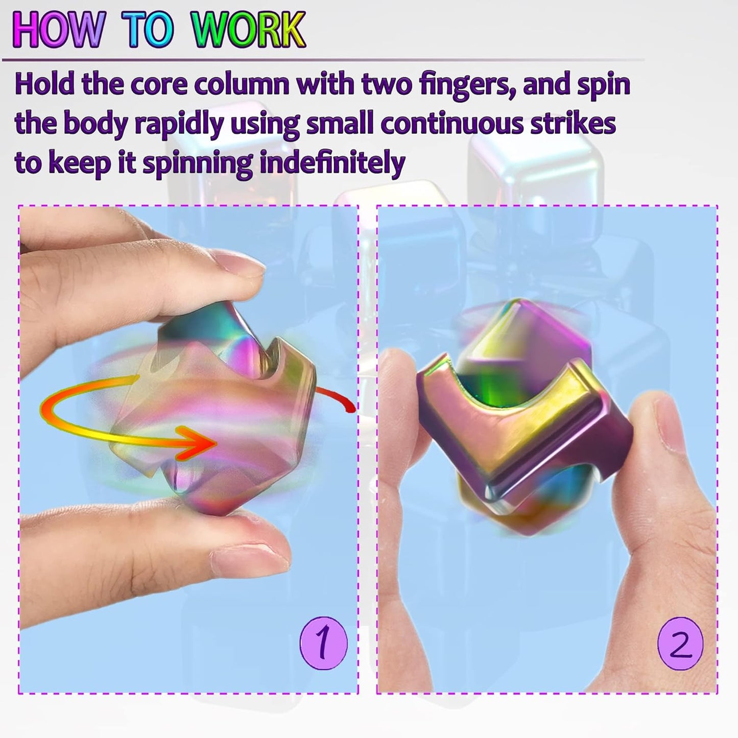 Metal Fidget Spinner Cube – Rainbow Color Stress Relief Desk Toy | Smooth Rotation, Pocket-Sized Alloy Anxiety Toy for Adults & Teens
