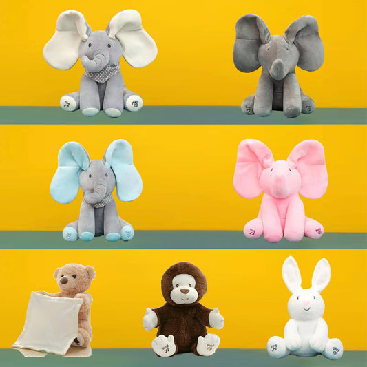 Clapping Musical Plush Toy | Built-in Speaker & Songs | Interactive Singing Stuffed Animal (Elephant/Bear/Monkey/Bunny)