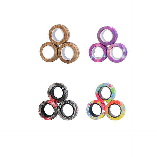 Magnetic Rings Fidget Toy 3-Pack | Stress Relief Magnetic Spinner Rings for Kids & Adults | Creative Finger Toy for Focus and Fun