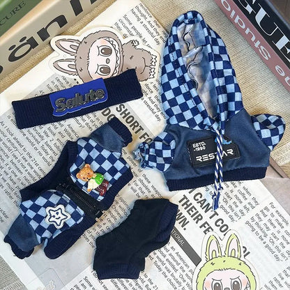 Urban Outfit Set for 17cm Doll– Hoodie, Overalls, Shorts & Headband(No Doll)