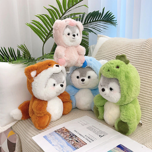 Cute Animal Costume Husky Plush Toy | Fox, Dinosaur, Unicorn, Pig Soft Doll | Kids Gift & Birthday Present