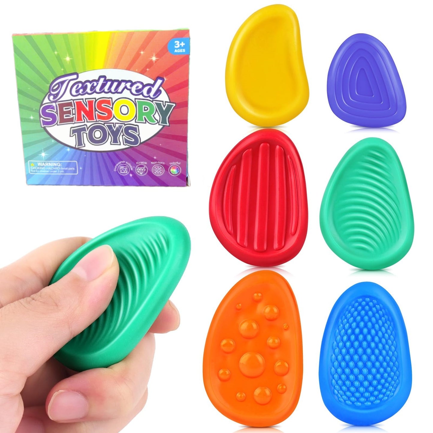 6-Pack Textured Sensory Toys for Kids | Soft Tactile Fidget Tools | Autism & Anxiety Relief