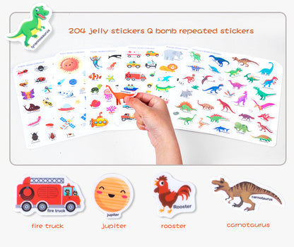 Portable Jelly Sticker Quiet Book | 6 Educational Early Learning Themes for Kids