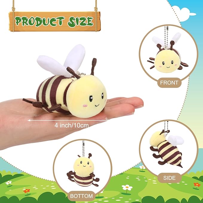 Cute Insect Plush Toys 4 Inch Small Ladybug Bee Moth Butterfly Mantis Beetle Stuffed Keychains Soft Cuddly Insect Plushies for Birthday Party Supplies Classroom Prizes Animal Collections