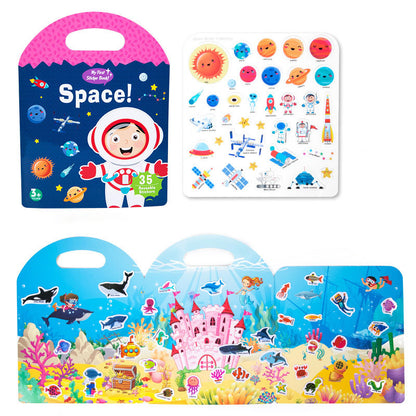 Portable Jelly Sticker Quiet Book | 6 Educational Early Learning Themes for Kids