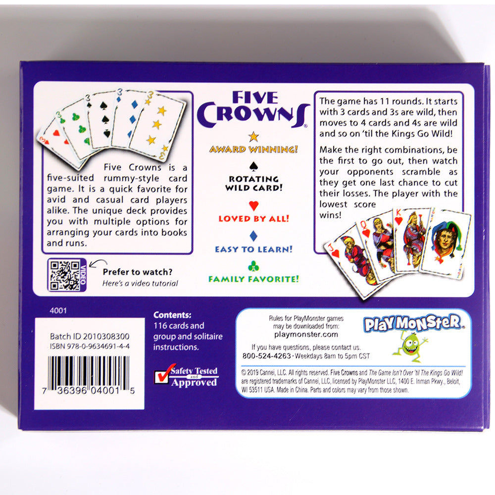 🎉 Five Crowns Card Game – Rummy-Style Family Game with 116 Cards, Score Sheets & Collectors Tin – Ages 8+