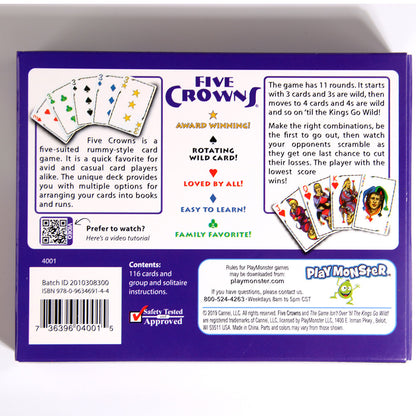 🎉 Five Crowns Card Game – Rummy-Style Family Game with 116 Cards, Score Sheets & Collectors Tin – Ages 8+