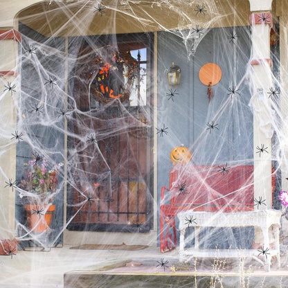 🕸️ Spider Web Decorations with Spiders – Perfect for Halloween Outdoor & Indoor Décor | Creepy & Realistic Halloween Webs 🎃