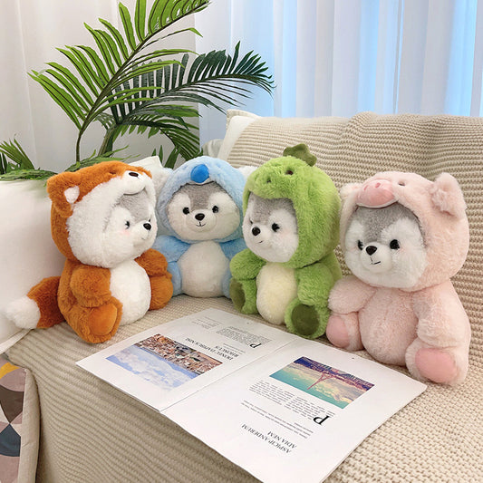 Cute Animal Costume Husky Plush Toy | Fox, Dinosaur, Unicorn, Pig Soft Doll | Kids Gift & Birthday Present
