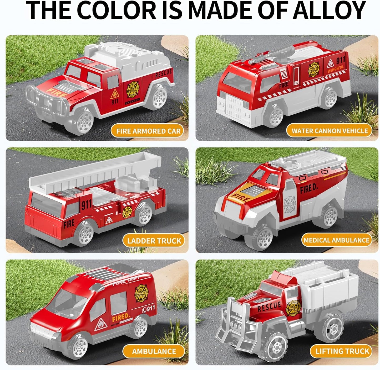 Kids Large Transport Truck Toy Set – Construction / Fire / Racing Cars with Play Mat