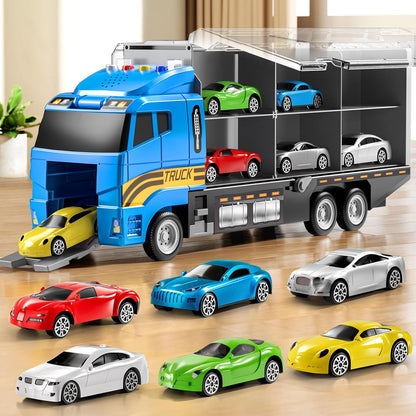 Kids Large Transport Truck Toy Set – Construction / Fire / Racing Cars with Play Mat