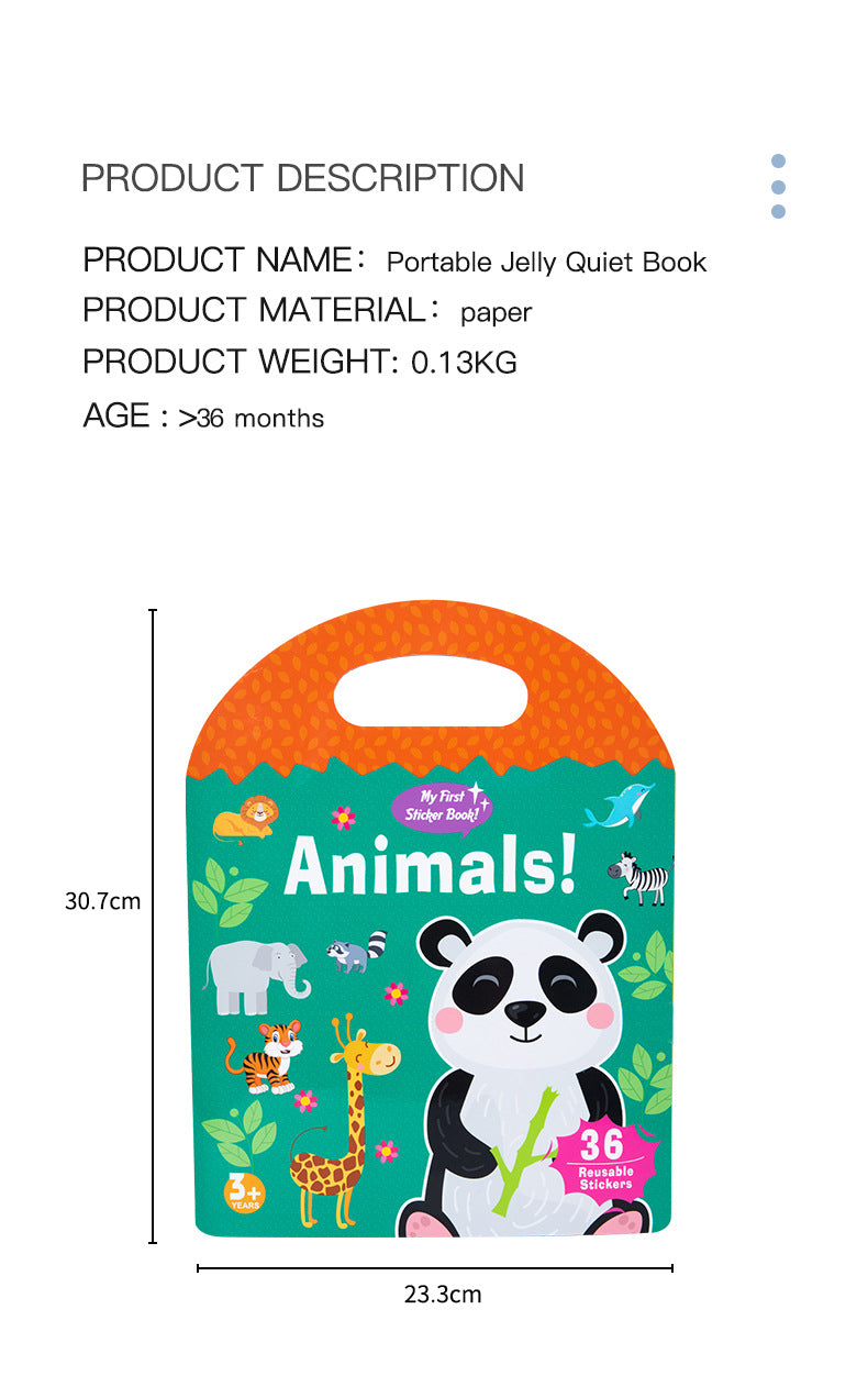 Portable Jelly Sticker Quiet Book | 6 Educational Early Learning Themes for Kids