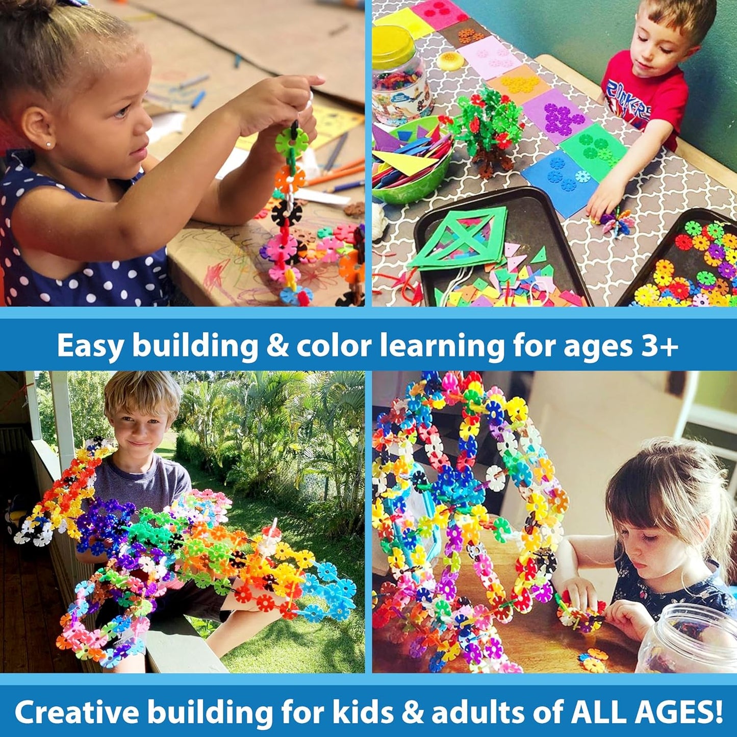Brain Flakes 400 Piece Set, Ages 3+,Interlocking Plastic Disc Toy for Creative Building, Educational STEM Learning, Construction Block Play for Kids, Teens, Adults, Boys, and Girls