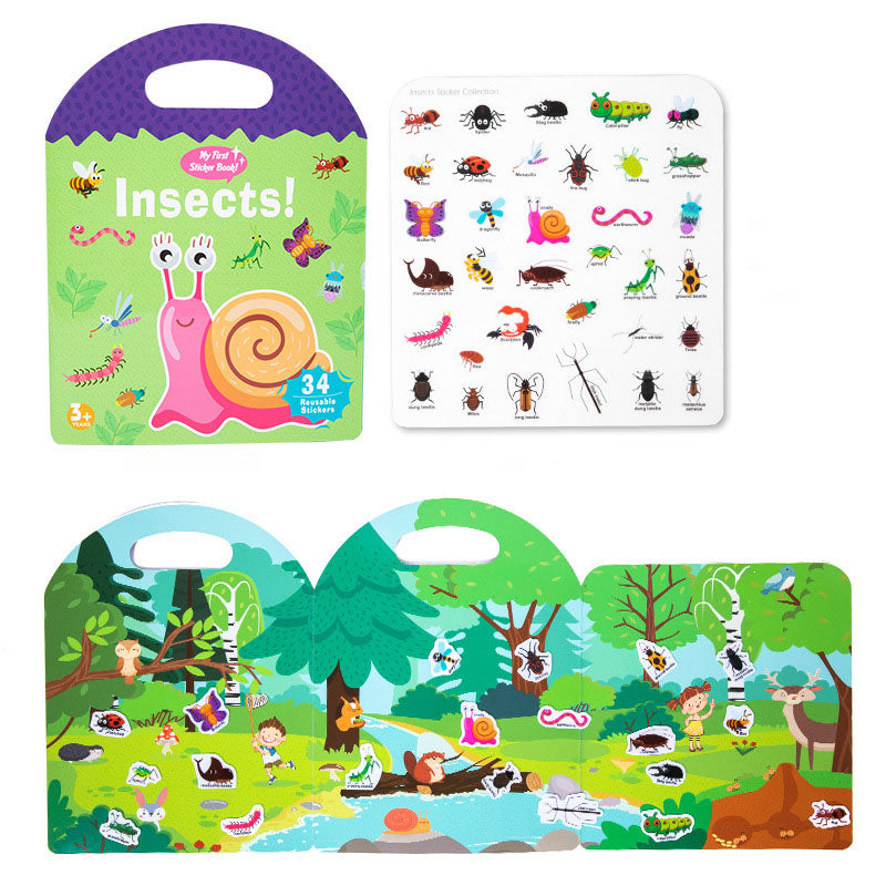 Portable Jelly Sticker Quiet Book | 6 Educational Early Learning Themes for Kids