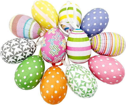 🎉 Colorful Easter Eggs for Decoration - 12 Pack | Hand-Painted Decorative Easter Eggs with Fun Patterns | Perfect for Easter Parties & Home Decor 🐣