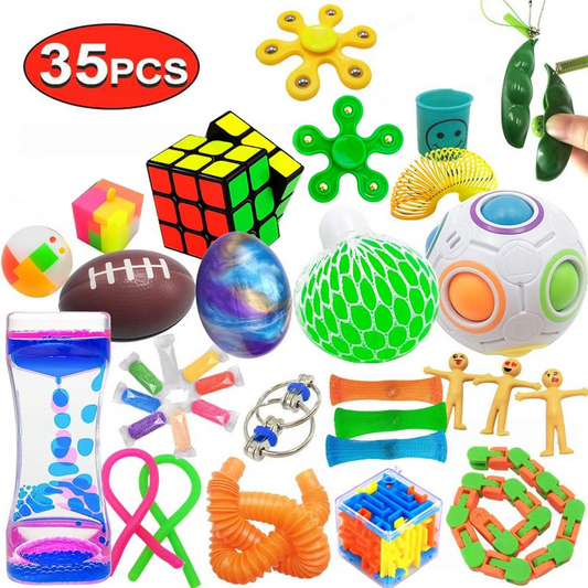 35 PCS Fidget Toy Pack | Sensory Stress Relief Toys Set for Kids & Adults | Anxiety & ADHD Relief