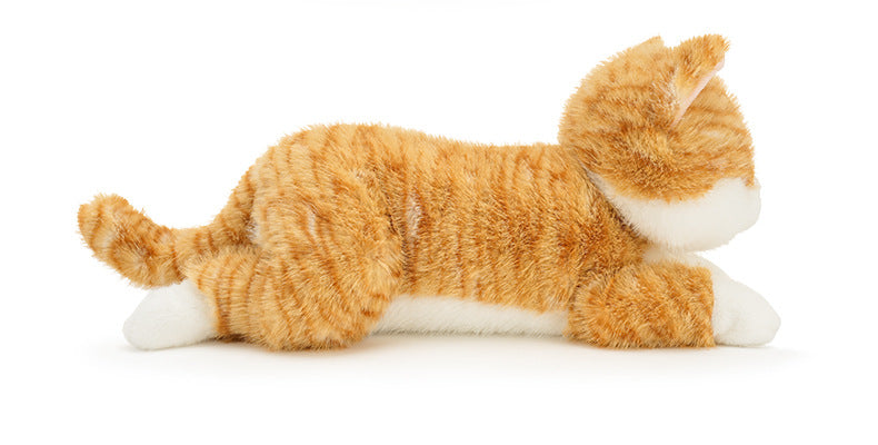 Realistic Lying Cat Plush Toy for Kids Cute Striped Kitten Pillow Soft Stuffed Animal for Sleeping Birthday Gift Room Decor