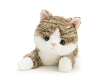 Realistic Lying Cat Plush Toy for Kids Cute Striped Kitten Pillow Soft Stuffed Animal for Sleeping Birthday Gift Room Decor