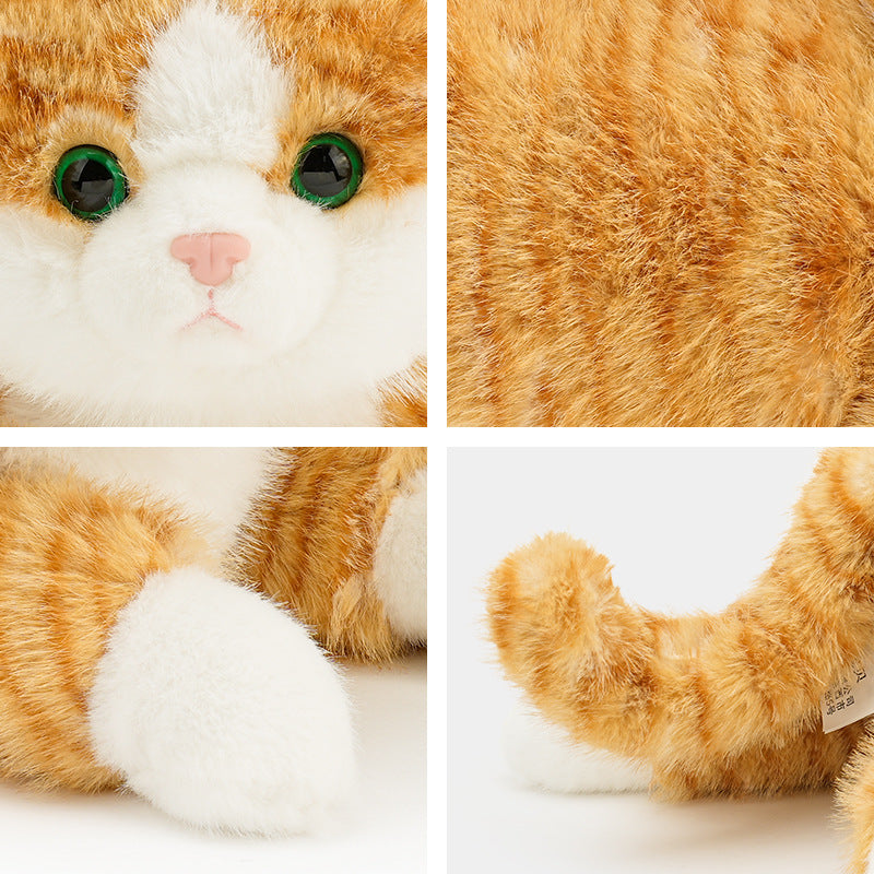 Realistic Lying Cat Plush Toy for Kids Cute Striped Kitten Pillow Soft Stuffed Animal for Sleeping Birthday Gift Room Decor