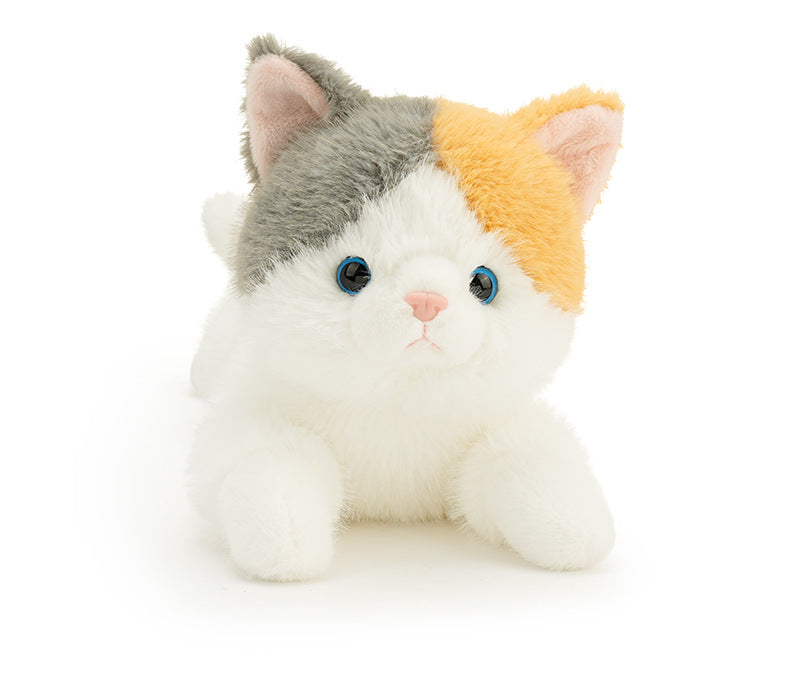 Realistic Lying Cat Plush Toy for Kids Cute Striped Kitten Pillow Soft Stuffed Animal for Sleeping Birthday Gift Room Decor