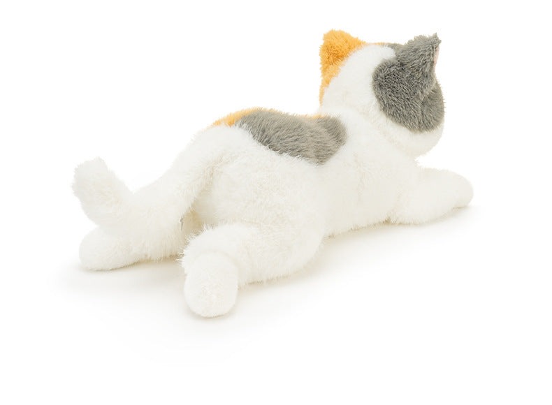 Realistic Lying Cat Plush Toy for Kids Cute Striped Kitten Pillow Soft Stuffed Animal for Sleeping Birthday Gift Room Decor