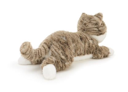 Realistic Lying Cat Plush Toy for Kids Cute Striped Kitten Pillow Soft Stuffed Animal for Sleeping Birthday Gift Room Decor