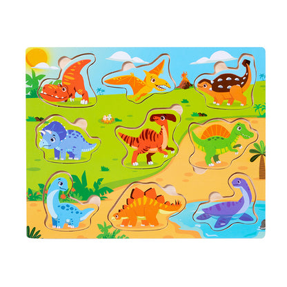 Multifunctional Kids Puzzle, Wooden Puzzle Board with Animal, Vehicle, Shape, and Fruit Themes, Ideal for Children 3+ Years